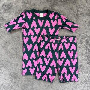 Hanna Andersson Short John Organic Pajama Set Juniper Hearts on Hearts 150 CM